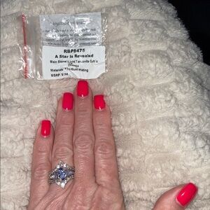 A Star Is Revealed Blue Tanzanite Cubic Ring - Silver Tone